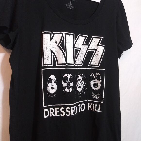 Kiss Dressed To Kill Black Cotton Band Crew Neck T-Shirt Casual Size 2X - Picture 2 of 5